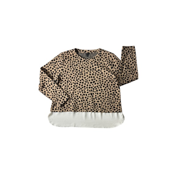 Ann Taylor XL Leopard Print Two-in-One Layered Knit Top Long Sleeves - Picture 5 of 9